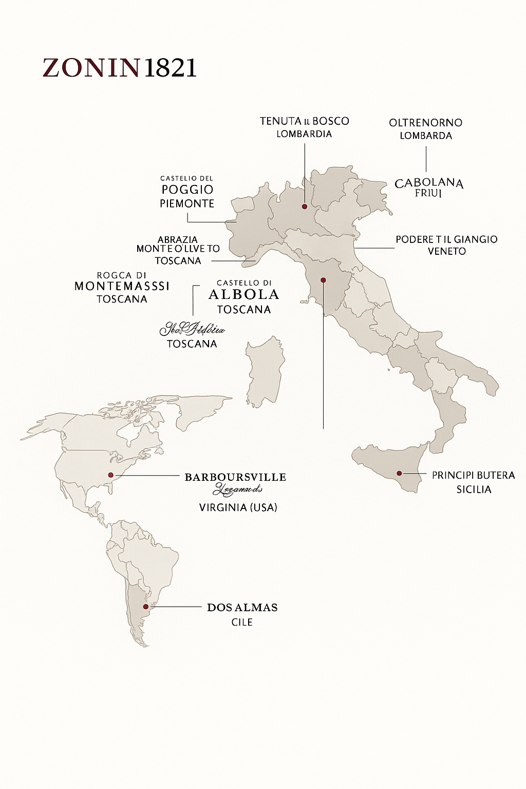 Italien-Karte der Weinregionen